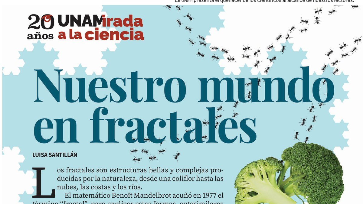 Front of the UNAMirada a la Ciencia infographic 'Nuestro mundo en fractales'